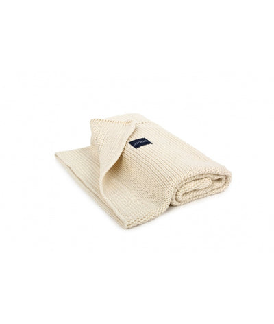 POOFI Classic Organic Cotton Knitted Baby Blanket – Cream