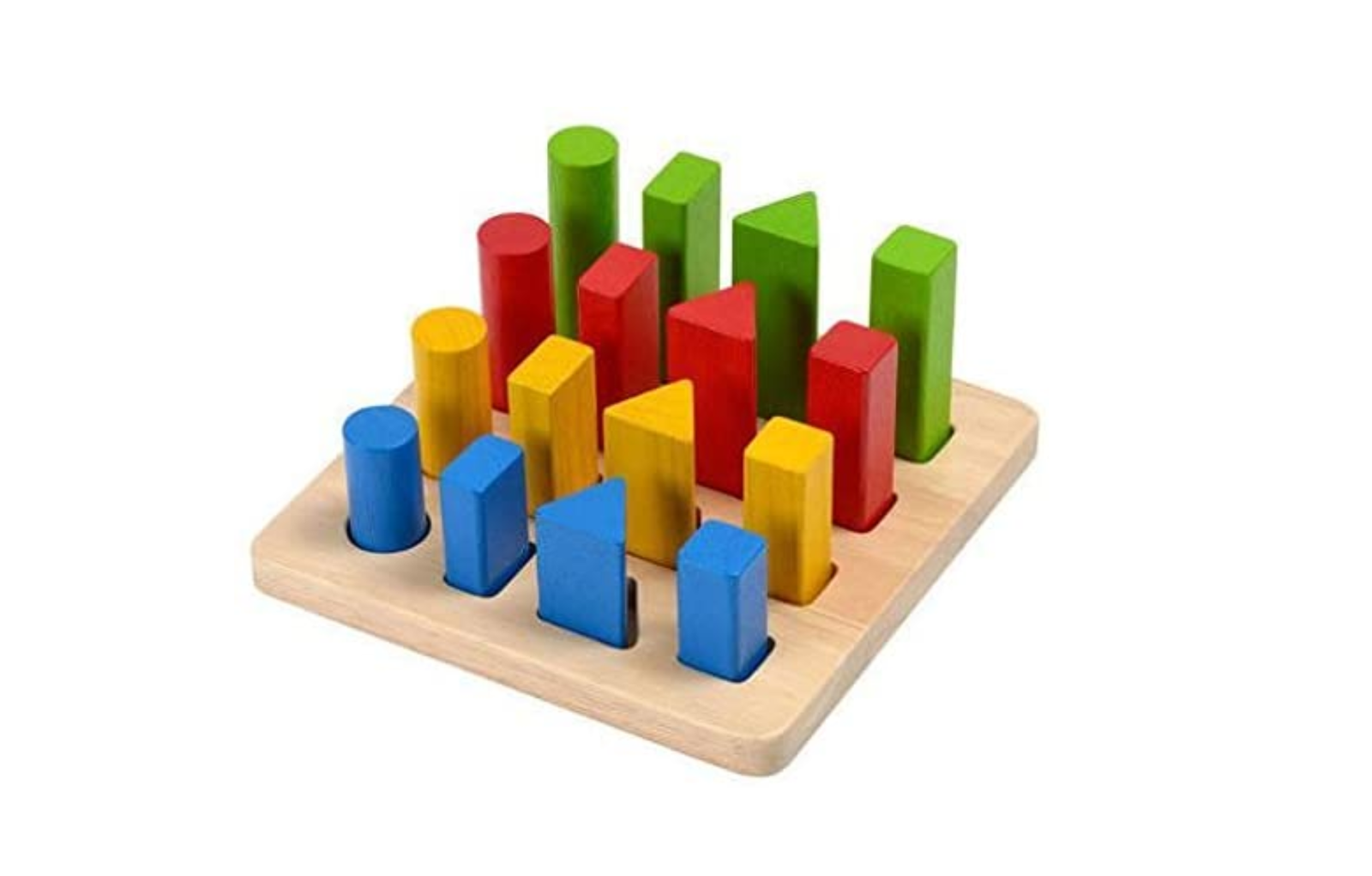 Wooden Sorting and Stacking Geometric Peg Board