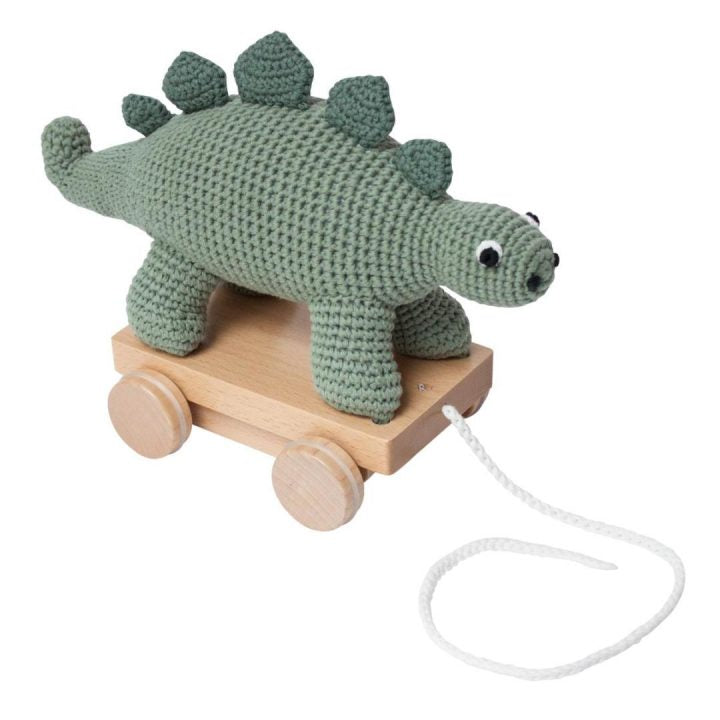 Handmade Crochet pull-along toy, Dino