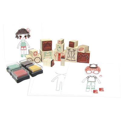 Wooden Stamps Set People & Co