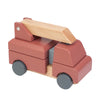 Wooden fire truck, stacking toy, clay red