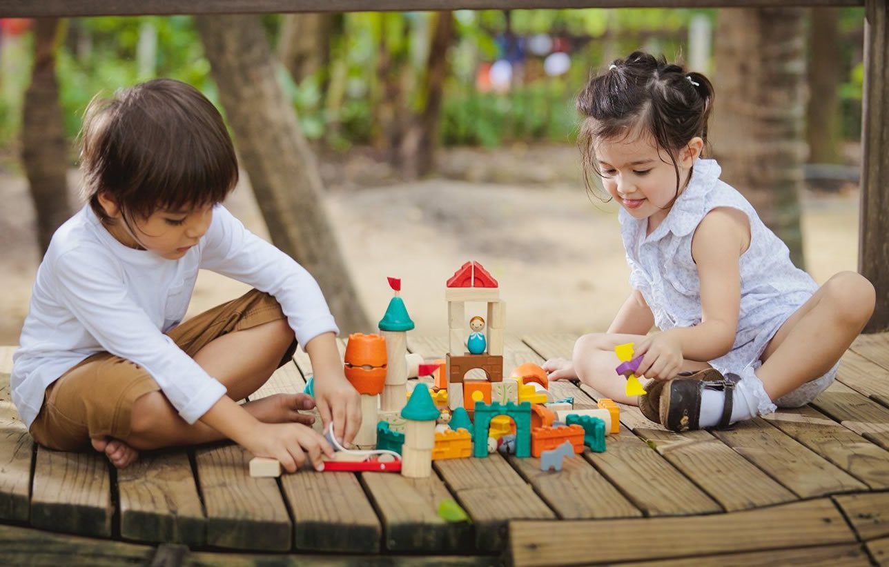 60-pc Wooden Fantasy Blocks Building Blocks