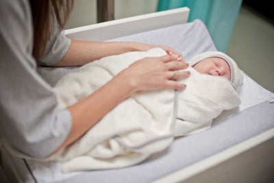 Organic Newborn Cotton Hooded Towel color: grey